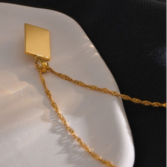 Emerald Green Cubic Zirconia 18K Gold Plated Stainless Steel Pendant Necklace - Picture 15 of 15